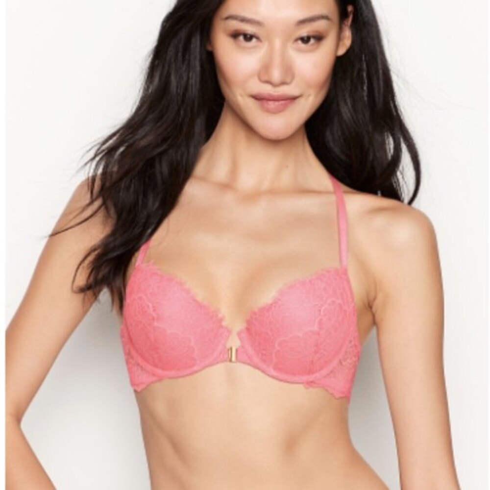 Victorias Secret DREAM ANGELS Lightly Lined Demi Bra 32C Underwired Cups Peach *